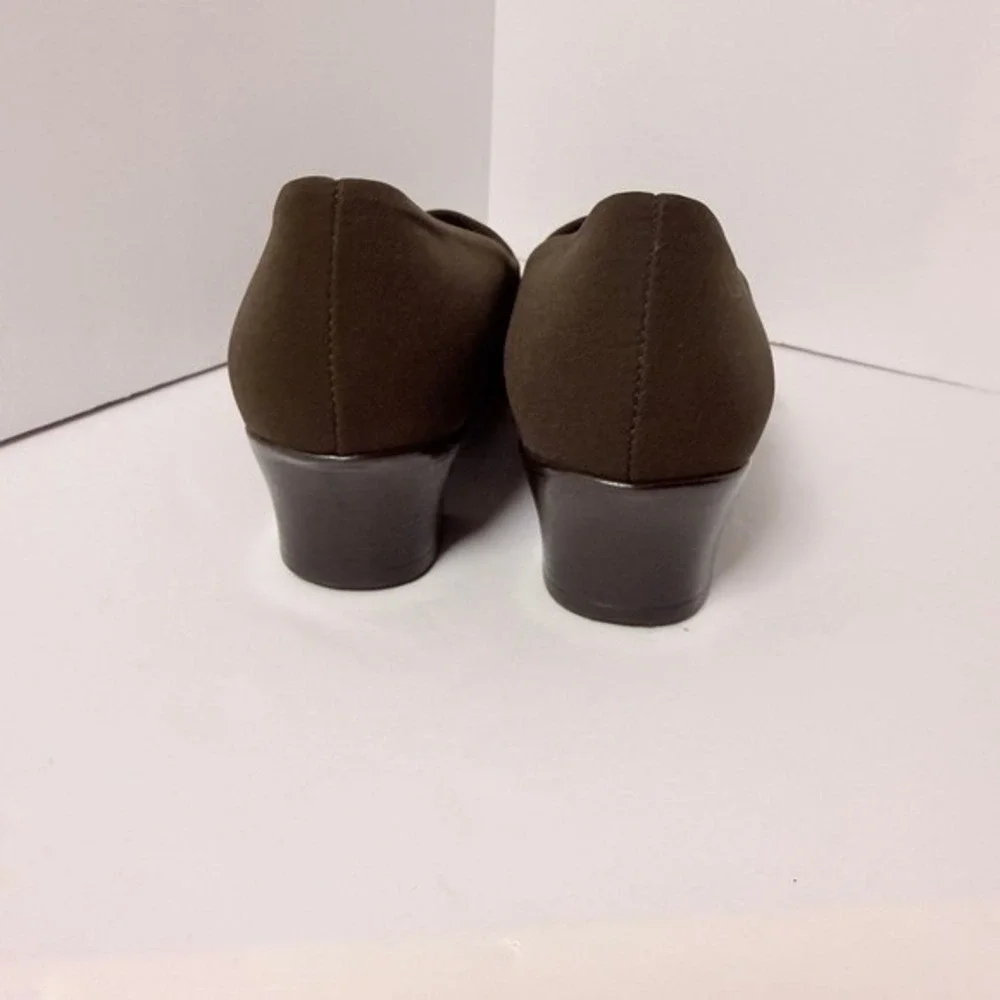 Munro Cindi Brown Fabric Block Heel Pump Women's 7M Work Dress Comfort‎ Academia
